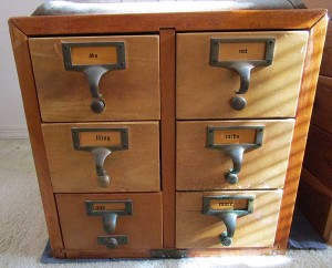 card catalog drawers