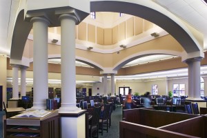 Rosen Library, interior arches and computers