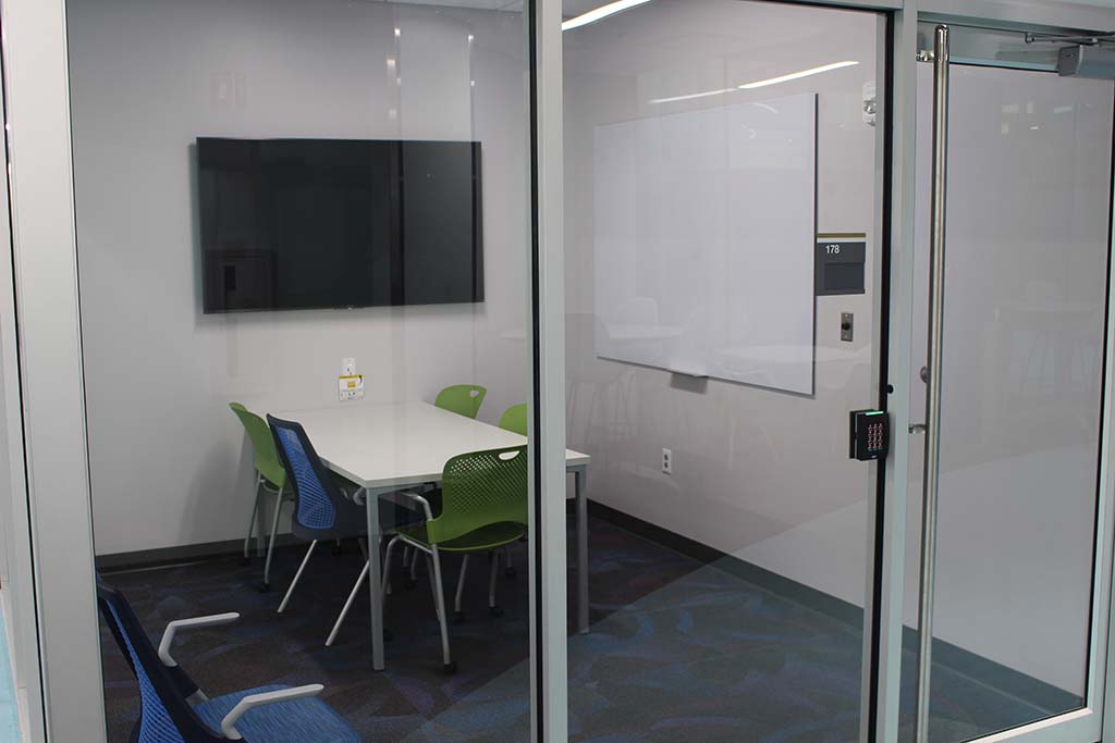 study room 178 with monitor and whiteboard