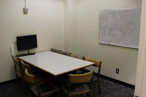 study room 407 with computer and whiteboard