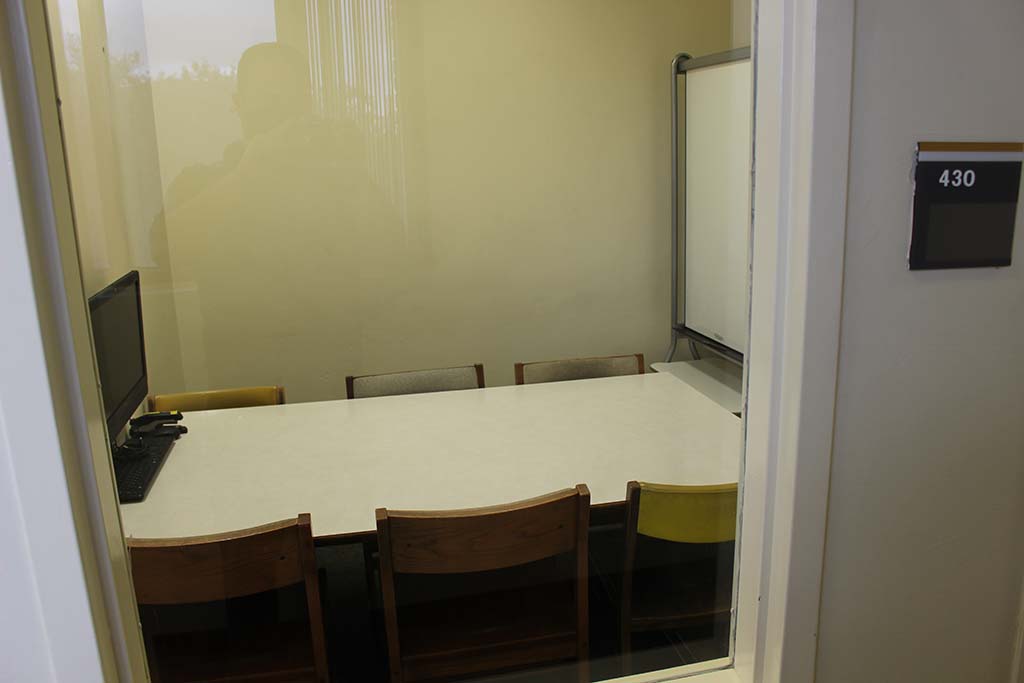 study room 430 with computer and whiteboard