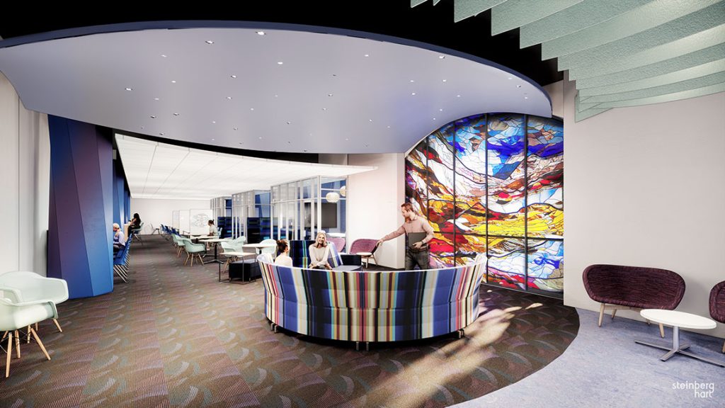 rendering of study area near stained glass