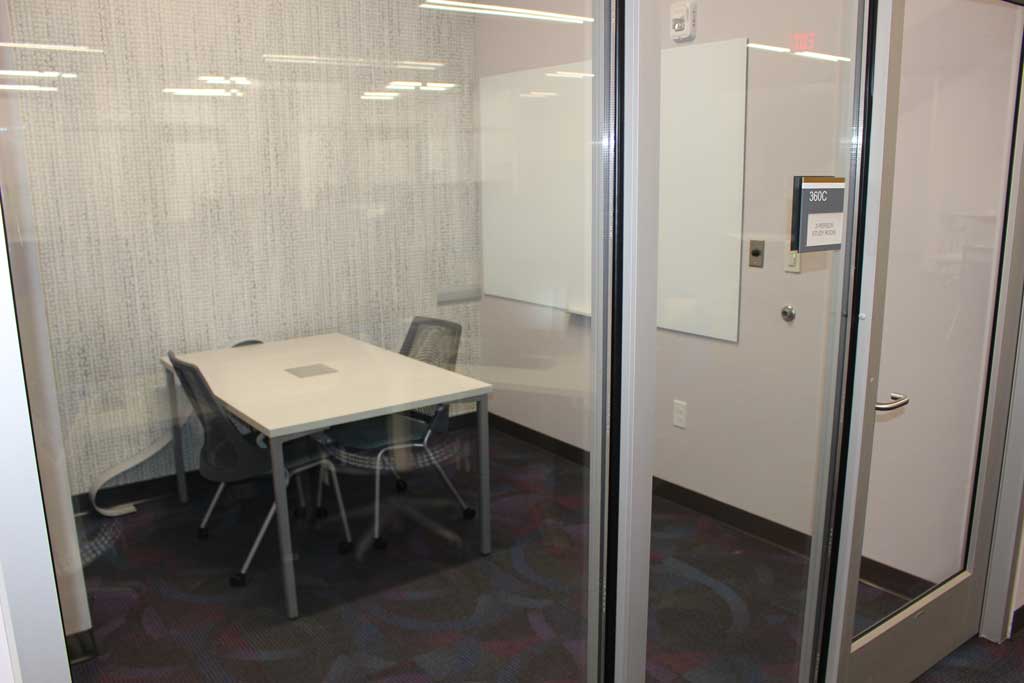 Study Room 360C with whiteboard and 2 seat capacity
