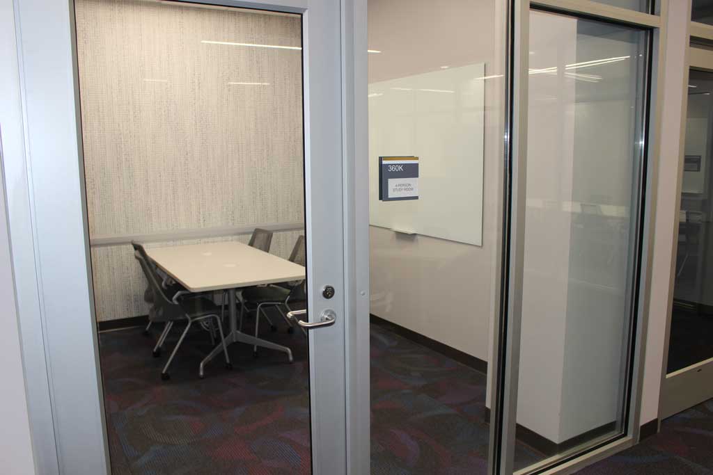 Study Room 360K with whiteboard and 4 seat capacity