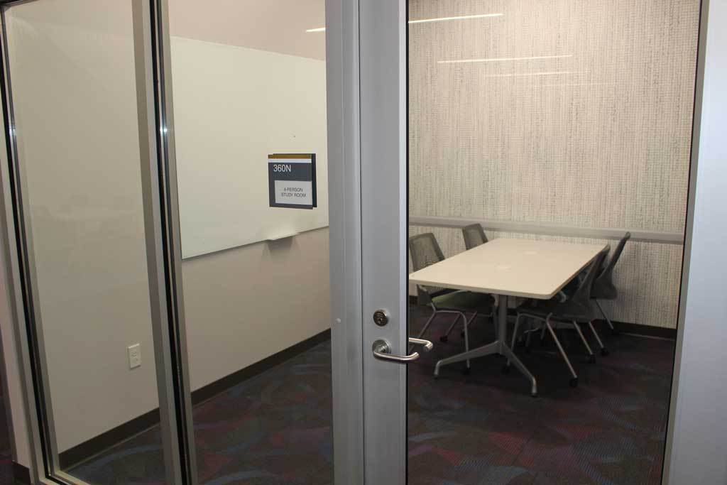 Study Room 360N with whiteboard and 4 seat capacity