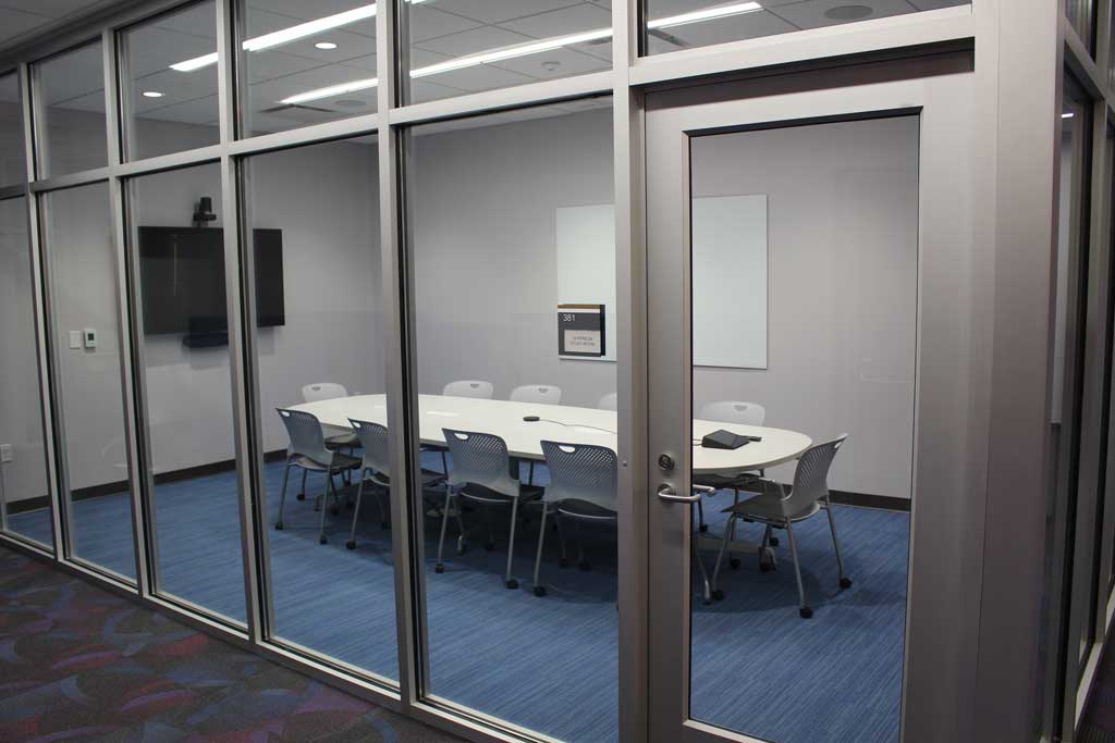 Study Room 381 with whiteboard, monitor, and 10 seat capacity