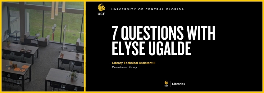 Header with the text "7 Questions with Elyse Ugalde"