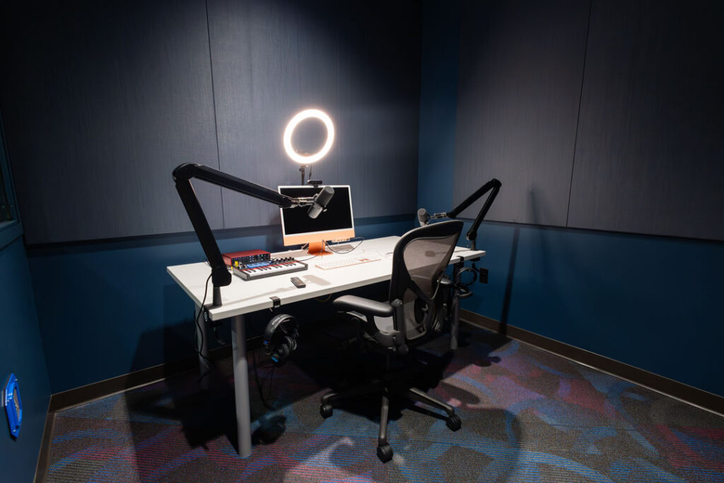 Small sound both with a single work station, computer, and audio recording equipment